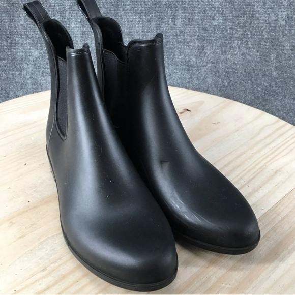 Merona Boots Womens Pull On Chelsea Ankle Rain Boot Black Rubber Low Heels - Picture 3 of 5